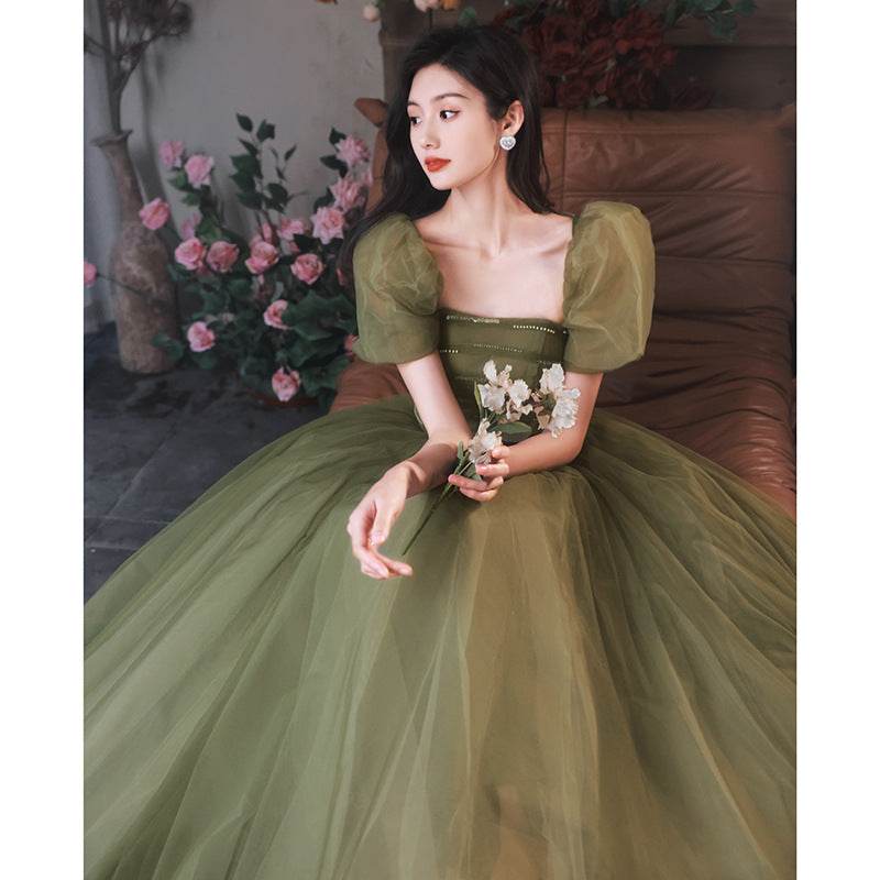 Women's Mori Style Evening Wear Fairy Temperamental Green Slim Fit - Velora
