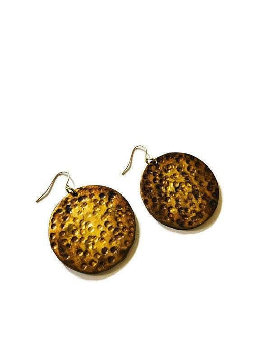 1.5" Handmade Clay Gold Disc Earrings - Velora Luxury Fashion
