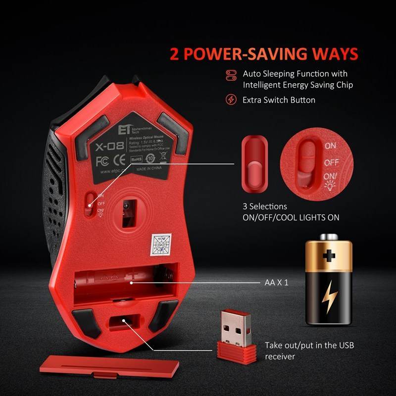 Power-Saving Silent Luminous Wireless Mouse - Velora