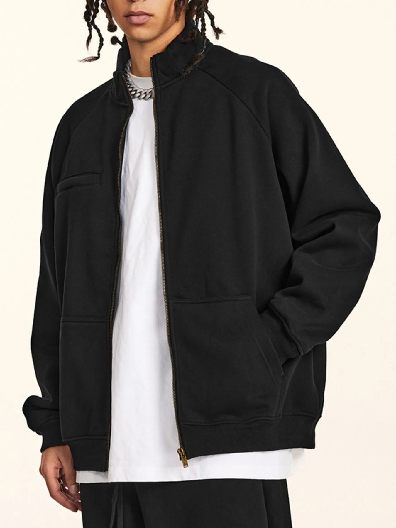 Men's Zip Up Raglan Sleeve Sweatshirt - Velora