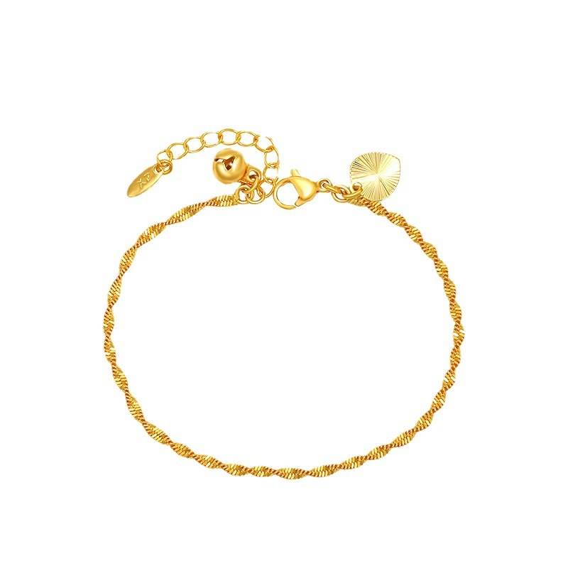 Simple Personality Pairs Water Wave Chain Bell Bracelet - Velora