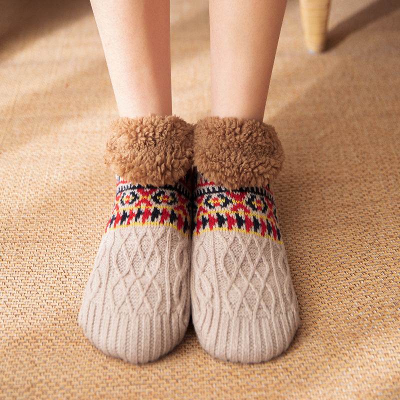 Indoor Home Floor Socks Fall And Winter Warm Non-slip Carpet Socks For Men And Women - Velora