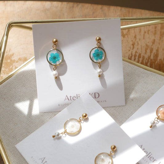 Boucles d'oreilles Perla - spirΓ©es bleues - petit rond 12mm - Velora