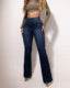 Sexy Elegant New Fashion Casual Female Trouser Bottom Back Shirred Button Front High Waist Jeans - Velora
