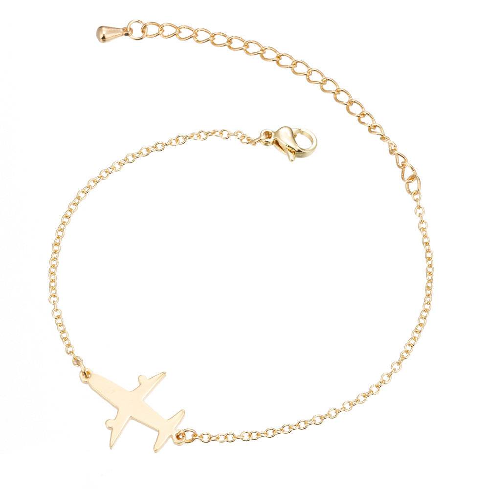 Stainless Steel Bracelets Simple Airplane Design Pendant Chains Fashion Charms Bracelet For Women Jewelry Party Gifts - Velora