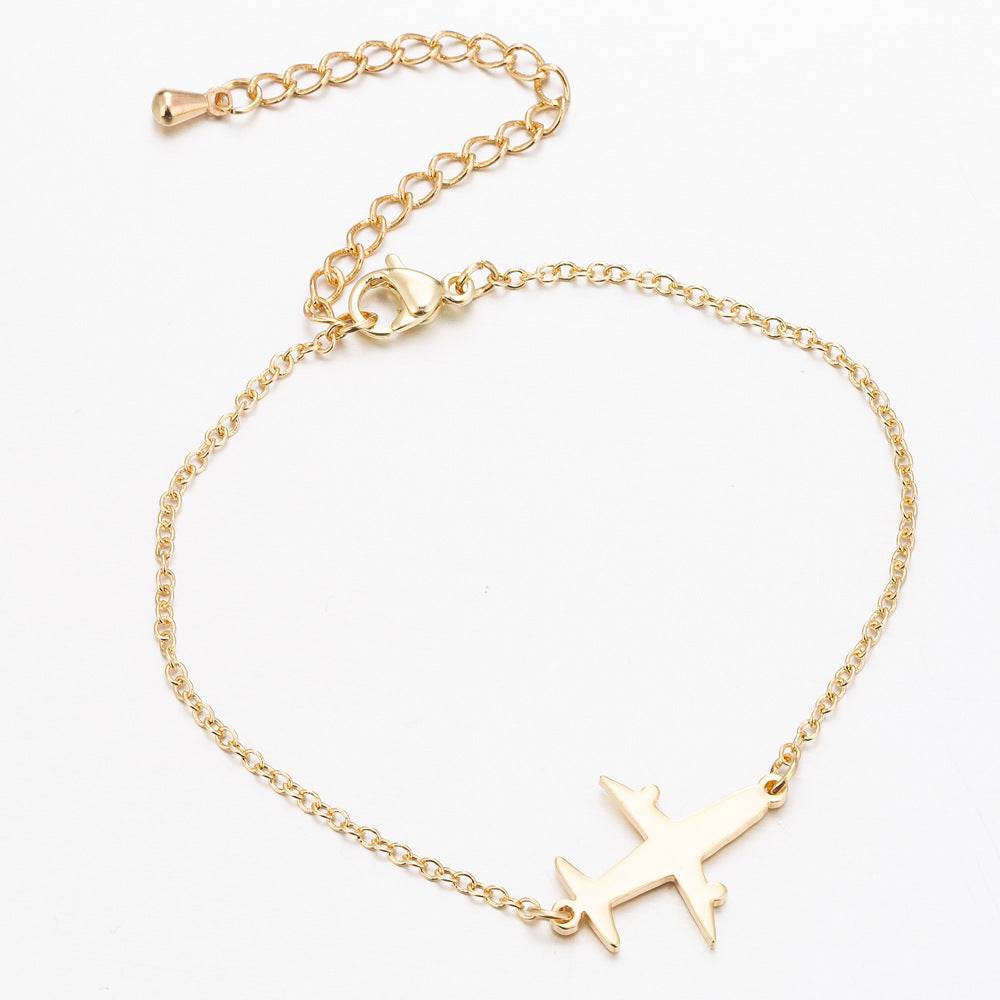 Stainless Steel Bracelets Simple Airplane Design Pendant Chains Fashion Charms Bracelet For Women Jewelry Party Gifts - Velora