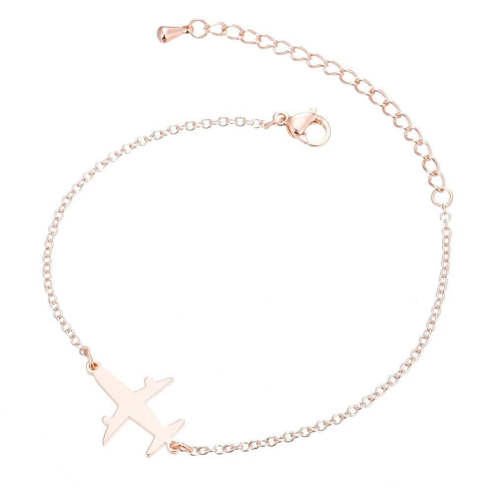 Stainless Steel Bracelets Simple Airplane Design Pendant Chains Fashion Charms Bracelet For Women Jewelry Party Gifts - Velora