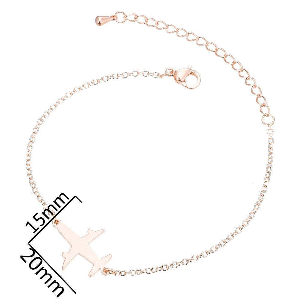 Stainless Steel Bracelets Simple Airplane Design Pendant Chains Fashion Charms Bracelet For Women Jewelry Party Gifts - Velora