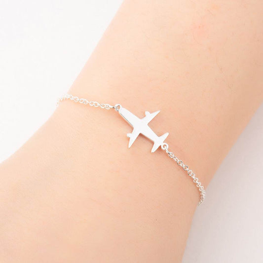 Stainless Steel Bracelets Simple Airplane Design Pendant Chains Fashion Charms Bracelet For Women Jewelry Party Gifts - Velora