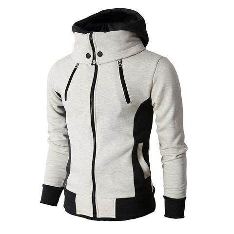 Men's Zip UP Hooded Jacket Fake Two Piece Sports Cardigan Casual Slim Sweatshirt Jacket - Velora
