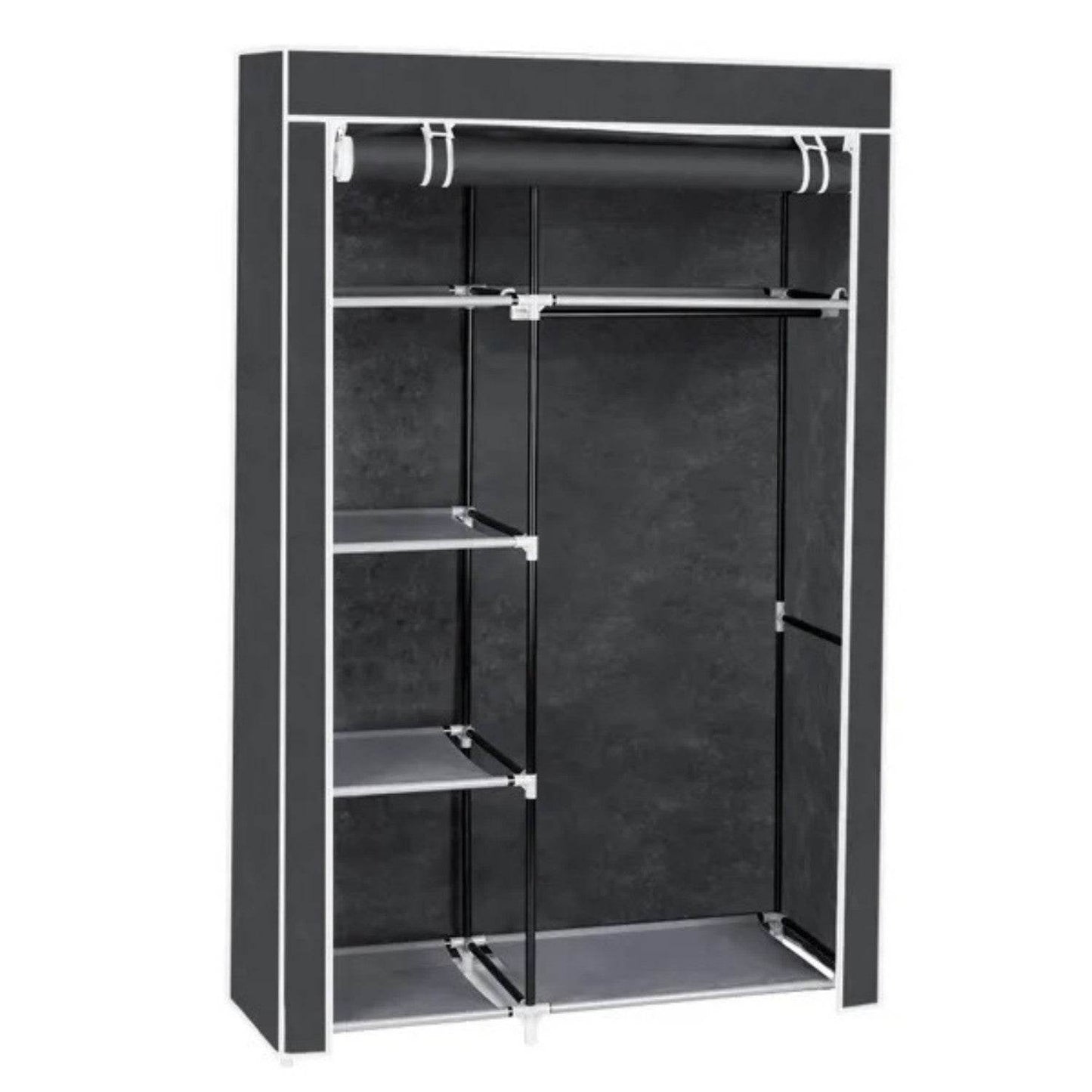 64 Portable Closet Storage Organizer Wardrobe Clothes Rack With Shelves Gray - Velora