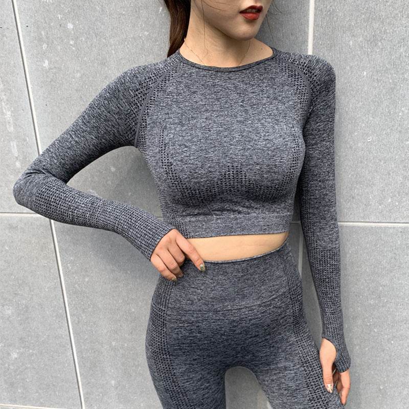 Sports T-shirt Quick-drying Tight High Elastic Short Seamless Long-sleeved Coat - Velora