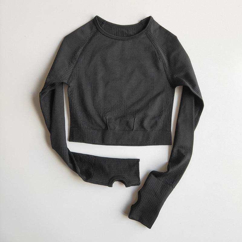 Sports T-shirt Quick-drying Tight High Elastic Short Seamless Long-sleeved Coat - Velora