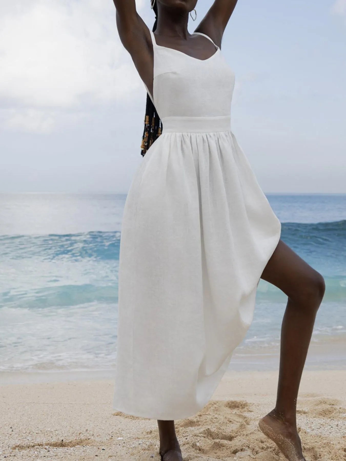 V-Neck Tie Shoulder Maxi Dress - Velora