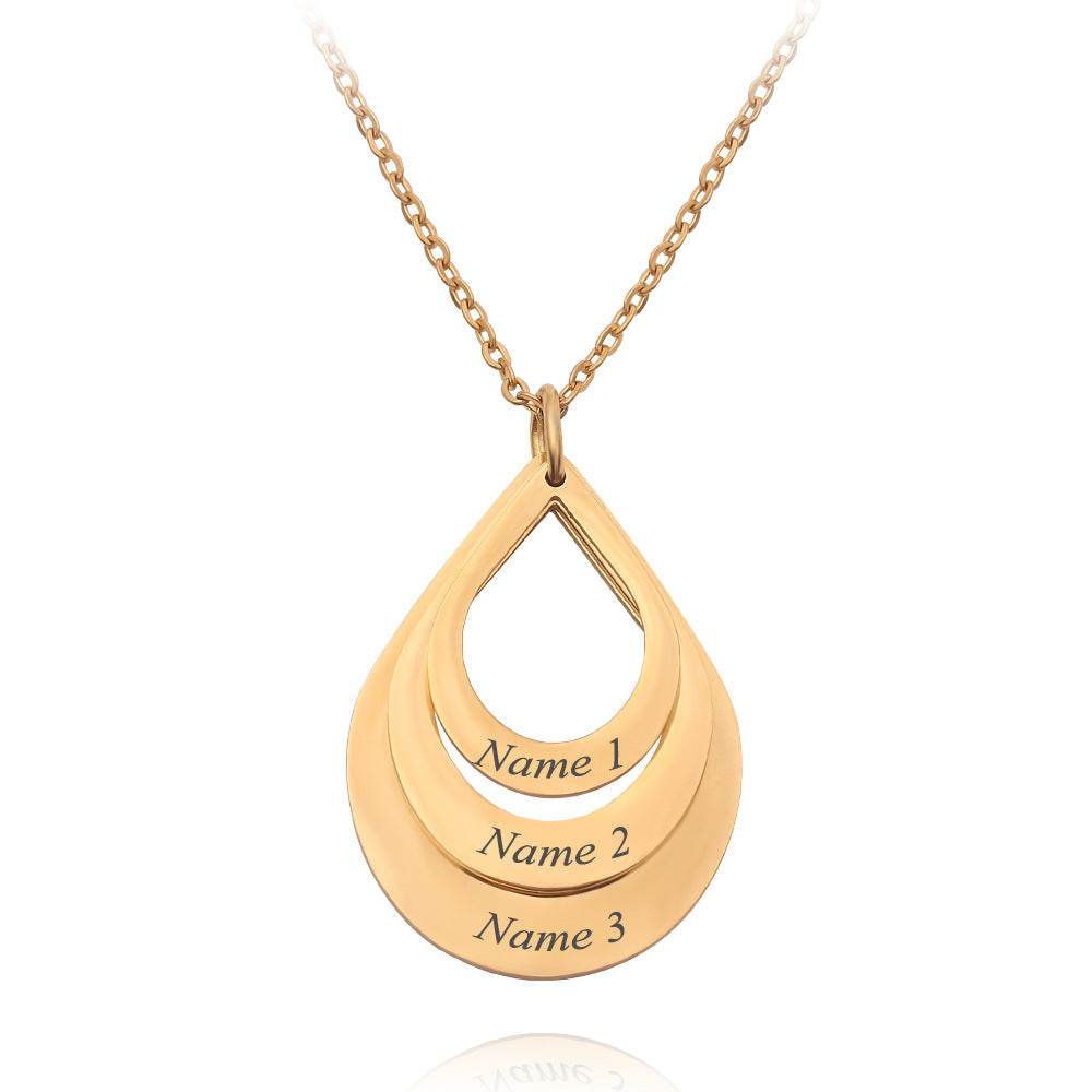 Customized 3 Water Droplet Engraving Name Stainless Steel Jewelry Pendant Necklaces For Women Personalized Gift - Velora