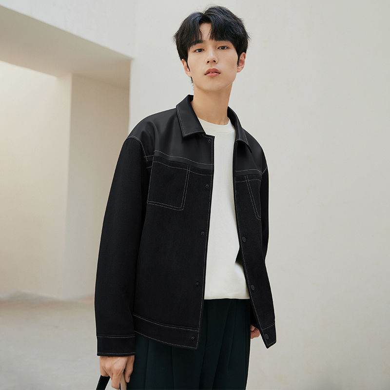 PU Leather Jacket Casual Pu Handsome Men's Clothing Loose Top Coat - Velora
