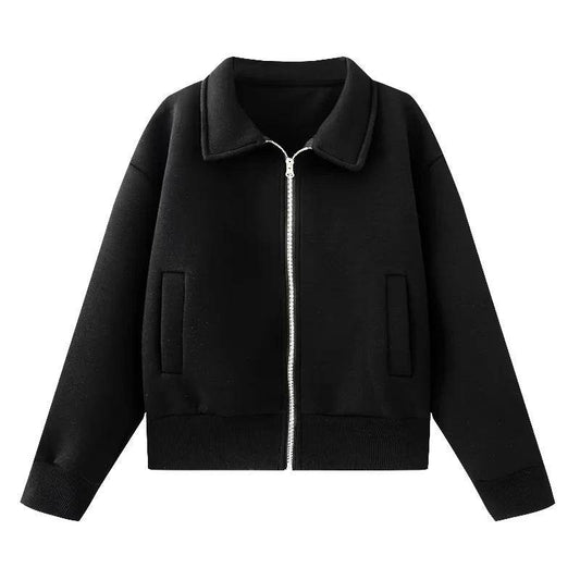 European And American Style Lapel Loose Cardigan Coat Female Casual Jacket Top - Velora