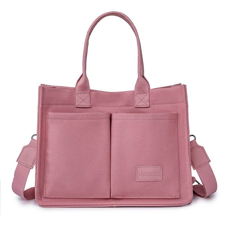 Casual Daily Canvas Tote Shoulder Bags Women Mommy Bag Large Capacity Messenger Multi Pocket Crossbody Chic Reusable Hand Bag - Velora