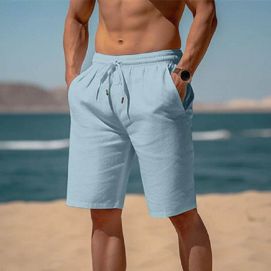 Summer Drawstring Shorts Elastic Waist Straight Pants Beach Breathable Shorts For Men Clothing - Velora