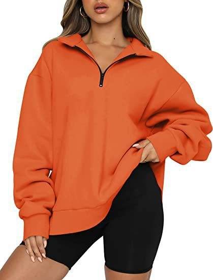 Women Sweatshirts Zip Turndown Collar Loose Casual Tops Clothes - Velora