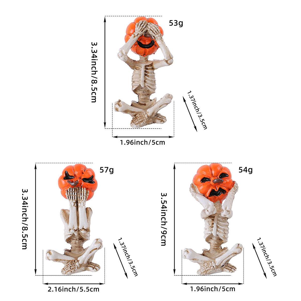 Pumpkin Head Skull Doll Ornaments Home Halloween Layout Props - Velora