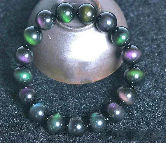 Rainbow Purple Green Eye Obsidian Bracelet - Velora