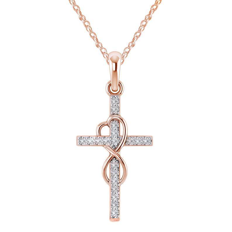 Alloy Pendant With Diamond And Eight-character Cross Necklace - Velora