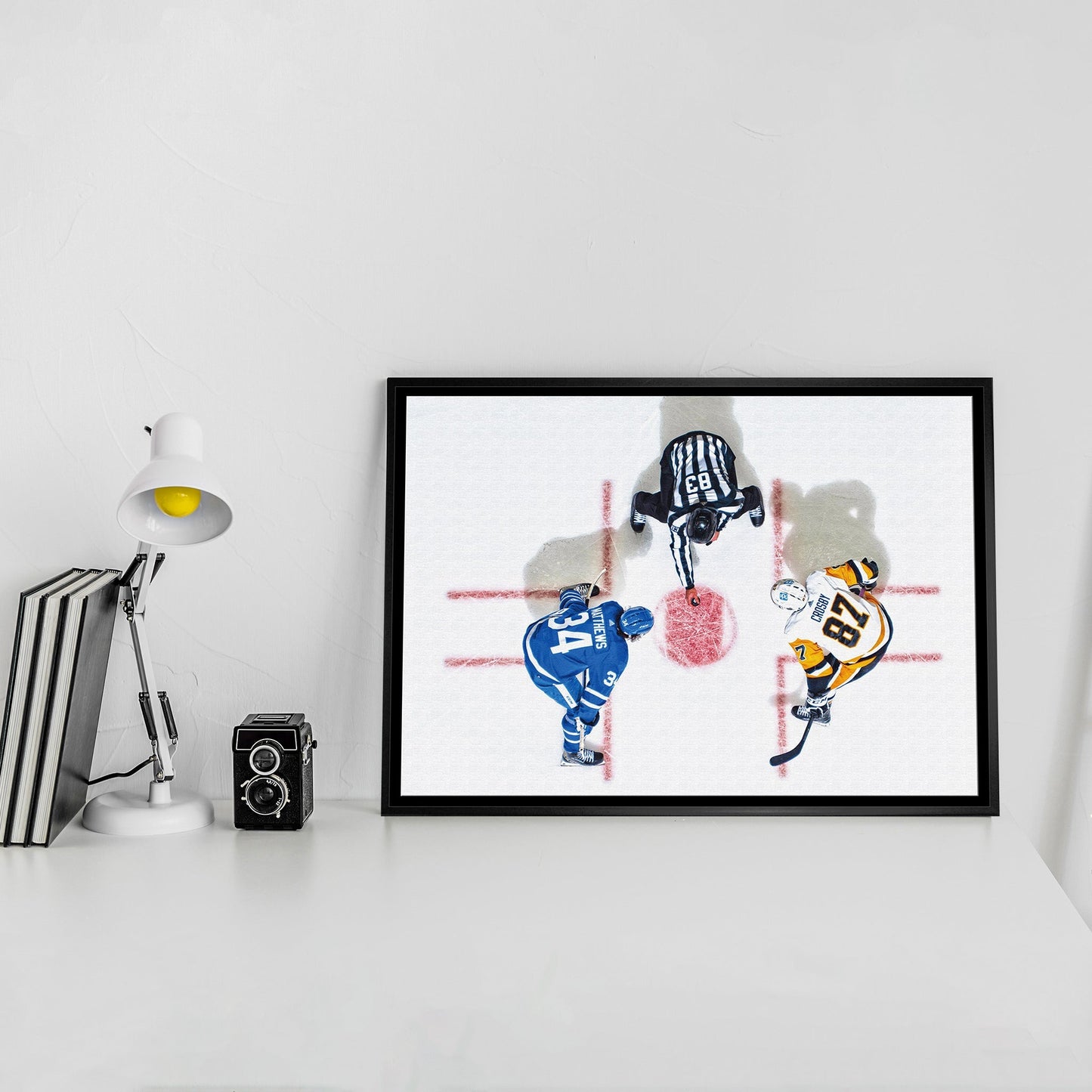 Sidney Crosby & Auston Matthews Framed 20x29 Overhead Canvas Frameworth Sports Marketing