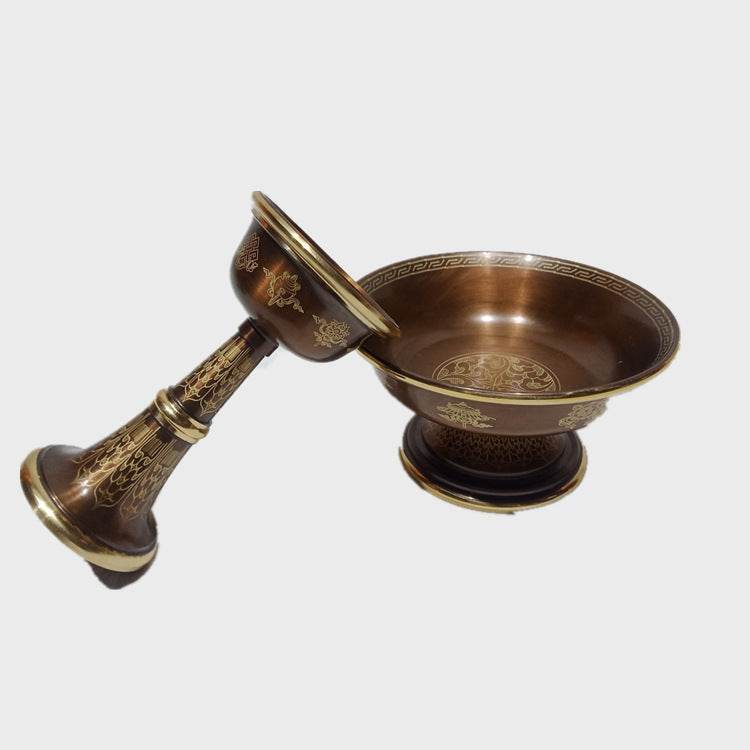 Buddhist supplies India pure copper Dharma cup red copper carved eight auspicious thickened Dharma cup wine cup - Velora