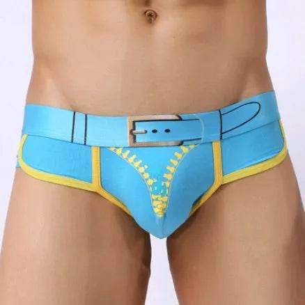 Men's Underwear Cotton Print U Convex Antibacterial Brief Trunk Panties - Velora