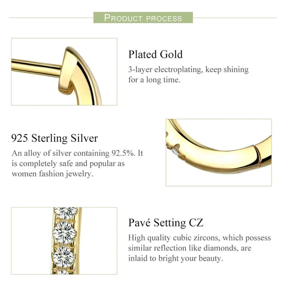 14K Gold Plated 925 Sterling Silver Cubic Zirconia Cuff Earrings - Trendy and Chic - Velora Luxury Fashion