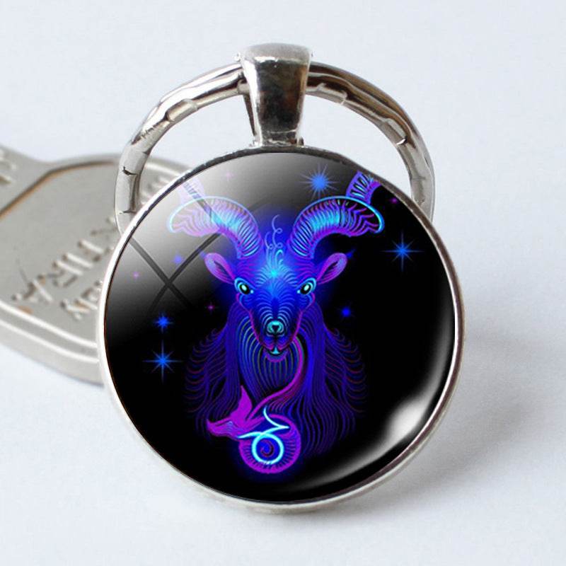 Twelve Constellation Time Stone Metal Keychains - Velora