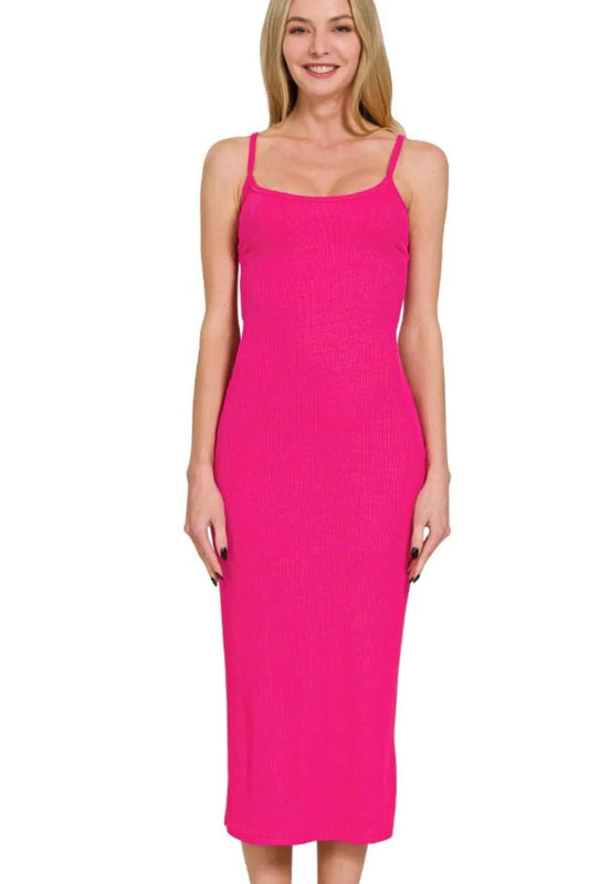 Zenana Ribbed Bodycon Midi Dress - Velora