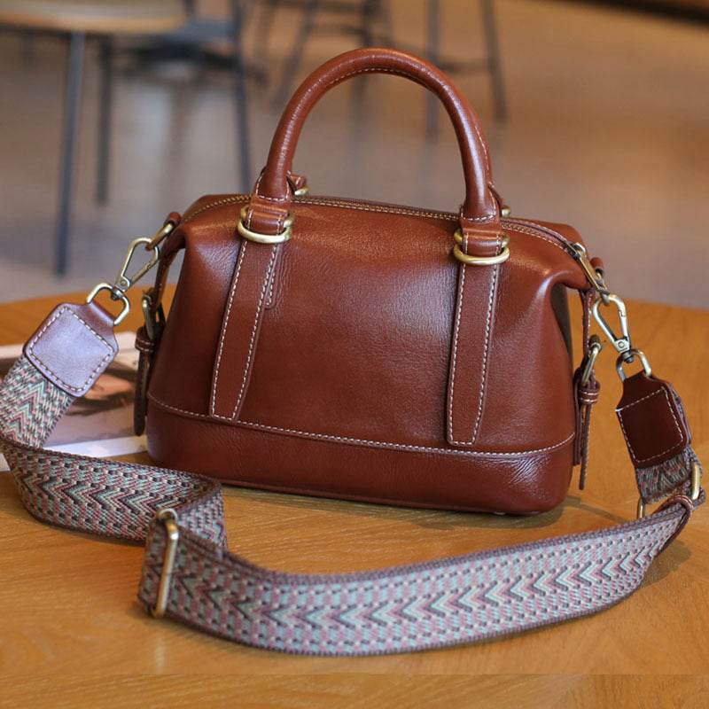 New Genuine Leather Boston Shoulder Messenger Bag - Velora