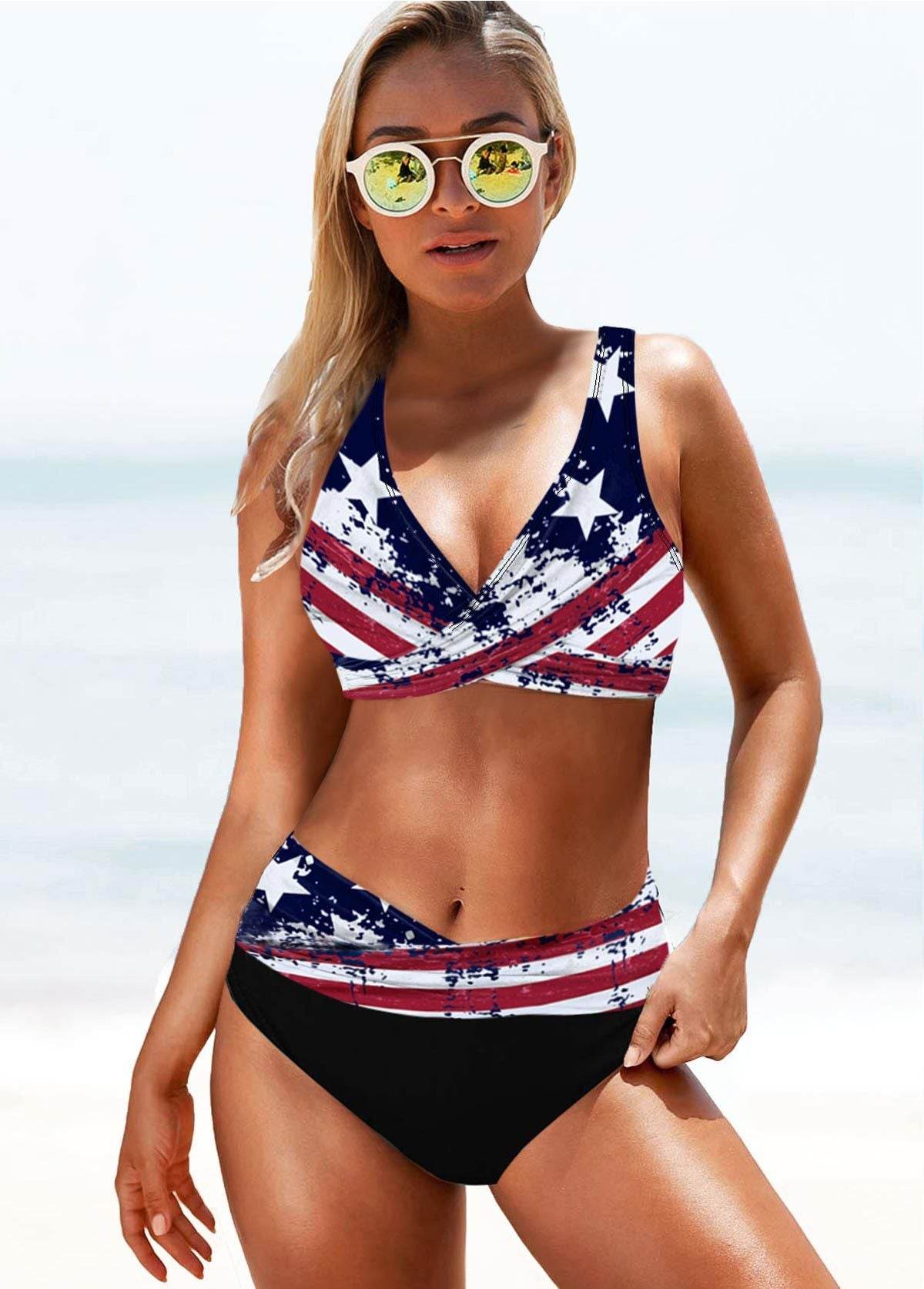 High-waist rainbow striped multicolor bikini - Velora