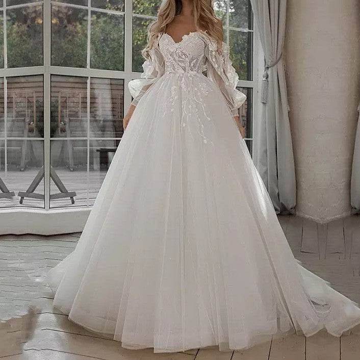 Boho Bride Gown Puff Sleeve Off Shoulder Wedding Dresses - Velora