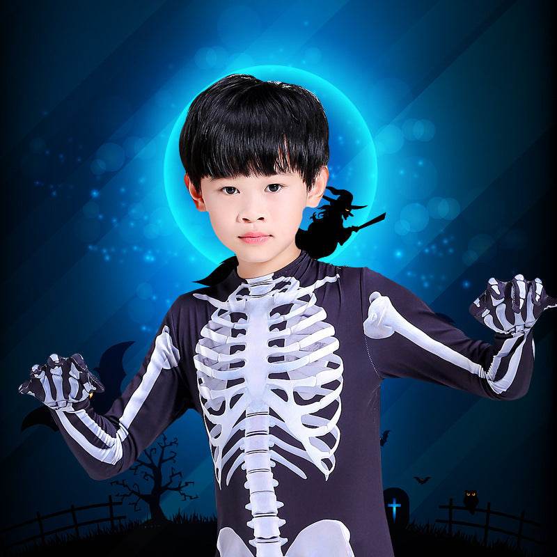 Halloween Skeleton Costume Scary Skeleton Skull Costume Jumpsuit Carnival Party Clothing - Velora
