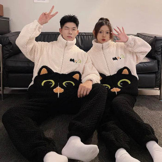 Fashion Casual Embossed Velvet Couple Pajamas - Velora