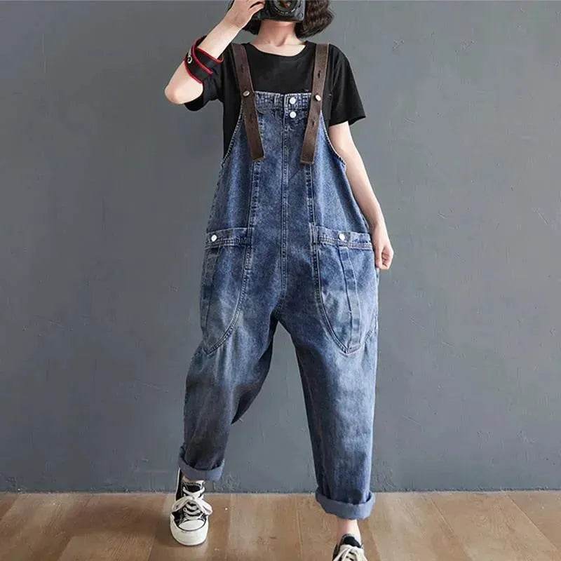 Y2K Women's Loose Denim Overalls Romper Suit