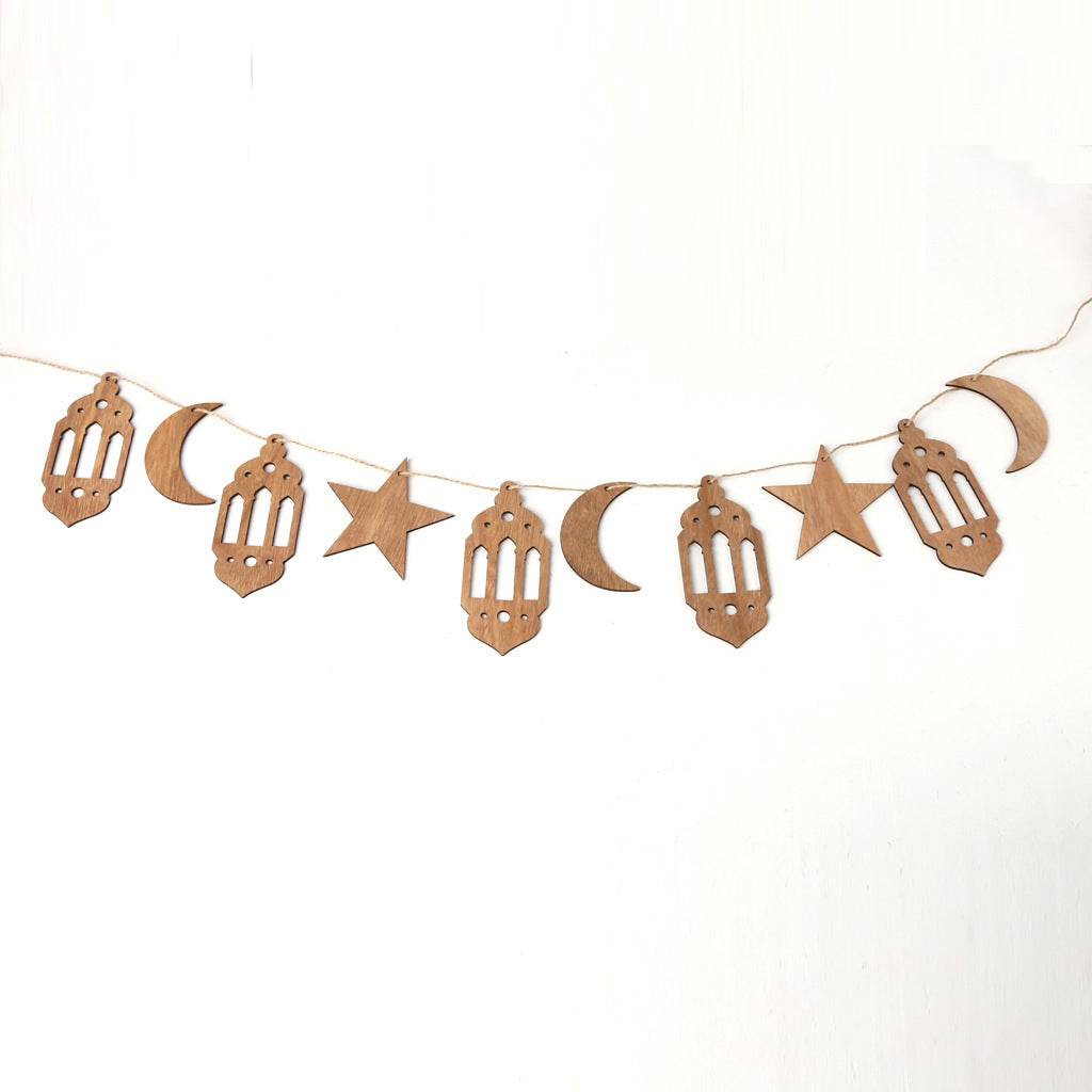 Wooden Crafts Hanging Pendants Eid Mubarak Home Ramadan Decorations - Velora