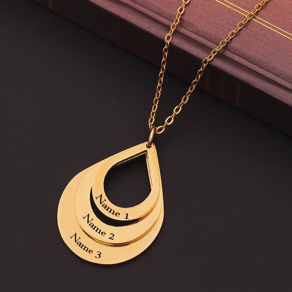 Customized 3 Water Droplet Engraving Name Stainless Steel Jewelry Pendant Necklaces For Women Personalized Gift - Velora