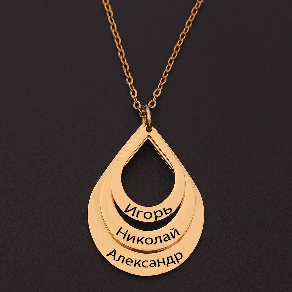 Customized 3 Water Droplet Engraving Name Stainless Steel Jewelry Pendant Necklaces For Women Personalized Gift - Velora