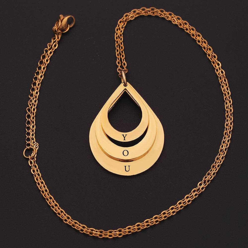 Customized 3 Water Droplet Engraving Name Stainless Steel Jewelry Pendant Necklaces For Women Personalized Gift - Velora
