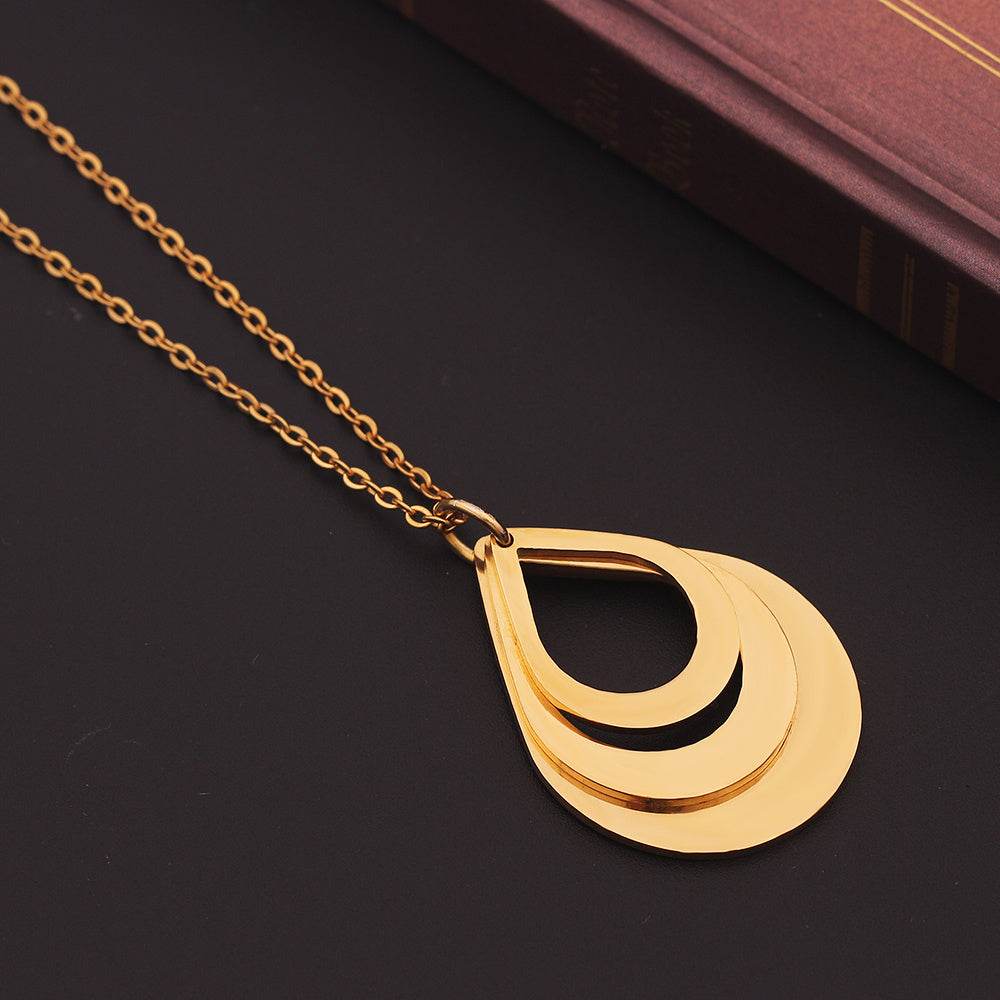 Customized 3 Water Droplet Engraving Name Stainless Steel Jewelry Pendant Necklaces For Women Personalized Gift - Velora