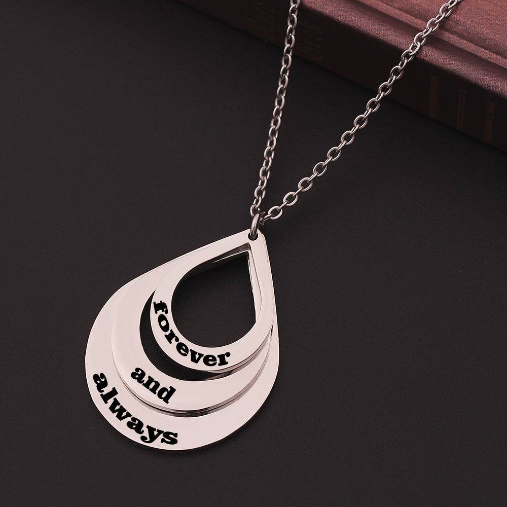 Customized 3 Water Droplet Engraving Name Stainless Steel Jewelry Pendant Necklaces For Women Personalized Gift - Velora