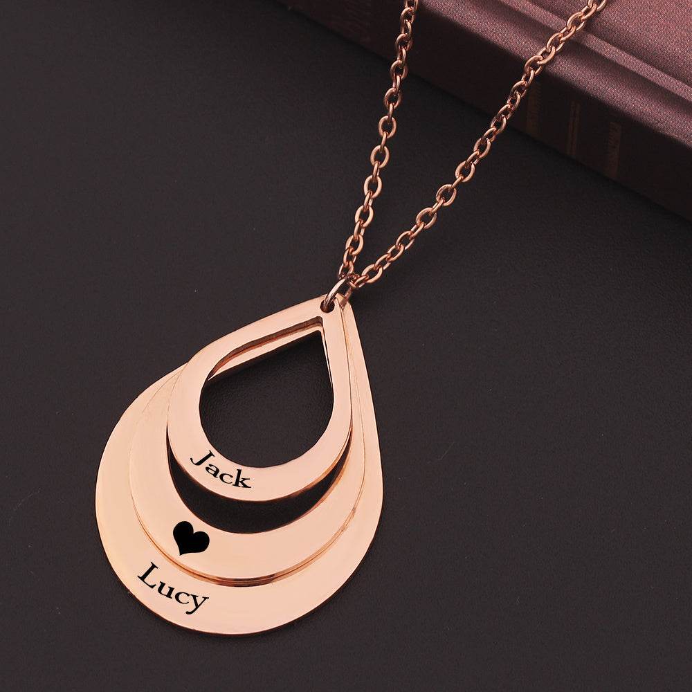 Customized 3 Water Droplet Engraving Name Stainless Steel Jewelry Pendant Necklaces For Women Personalized Gift - Velora