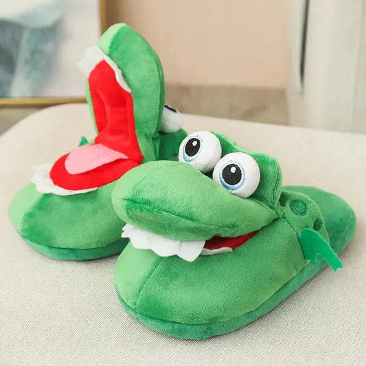 Cotton Slippers Mouth Will Move Plush Cute Funny Indoor Winter Couple Soft Bottom Plush Toys Indoor Slippers - Velora