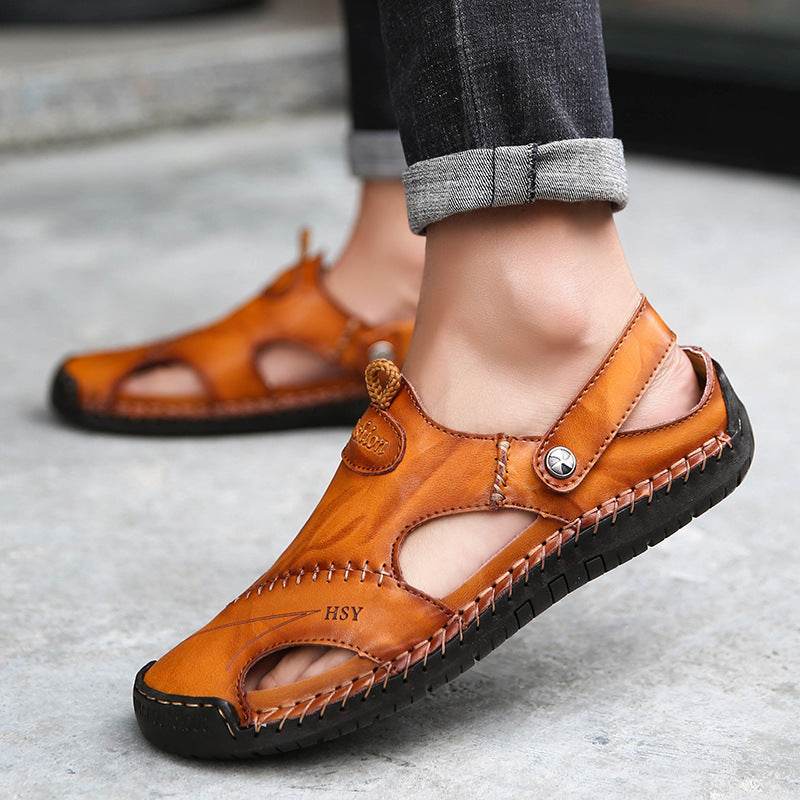 Men's Closed Toe Sandals Summer Adjustable Slides Slippers Fashion Beach Shoes - Velora