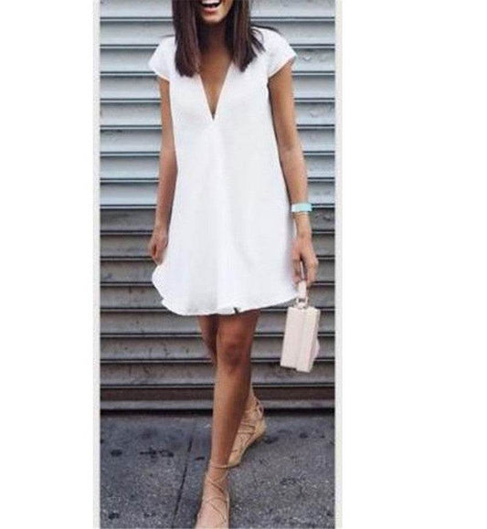 Women Casual summer day dresses V Neck summer mini dress - Velora
