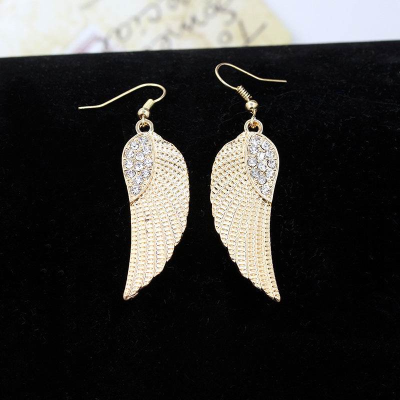 Female Fashion Diamond Angel Wings Earrings - Velora